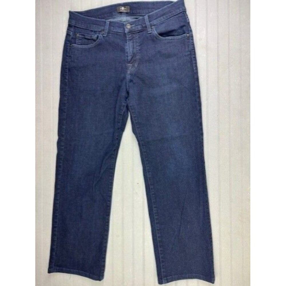 7 For All Mankind Size 33 Womens Jeans Stretch Dark Wash Crop Mid Rise